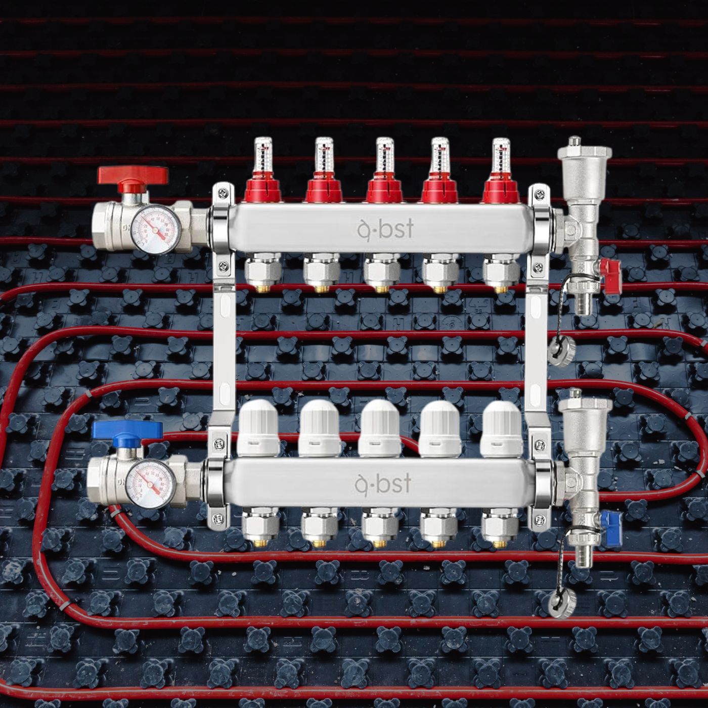 ABST PEX collecteur à 5 branches pour chauffage radiant